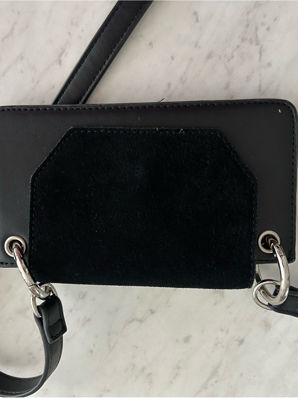Urban Outfitters Black Suede-Front Crossbody Bag with Silver Hardware - Picture 3 of 8